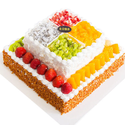 004500累计销量185累计评价材料介绍8 12双层方形奶油水果蛋糕,上层